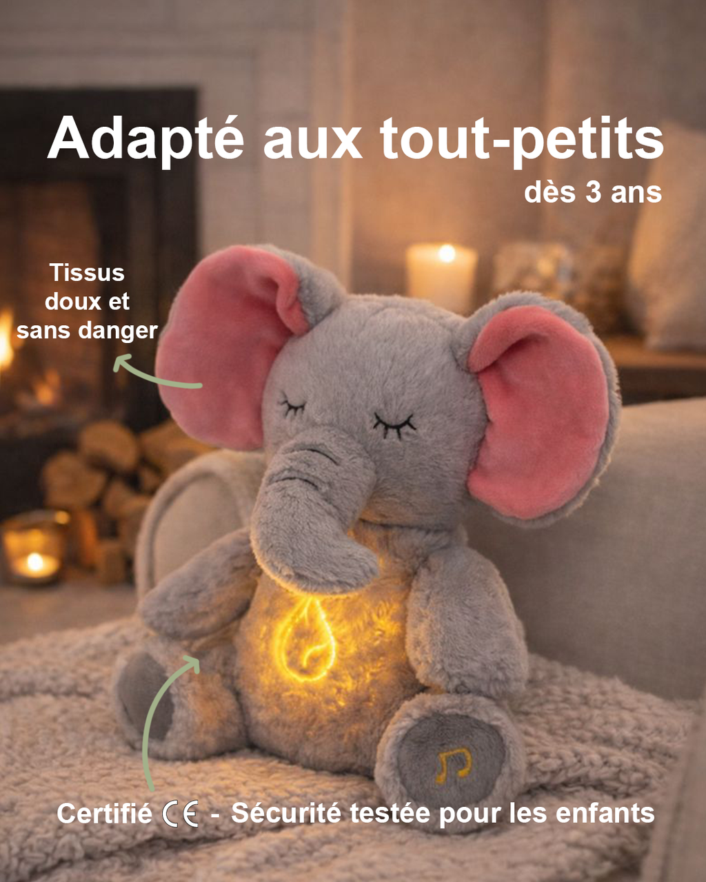 4 Modes Baby Breathing Soothing Elephant Plush Doll Toy Sleeping Companion Music and Light Doll Sensory Stuffed Toy Kids Gift