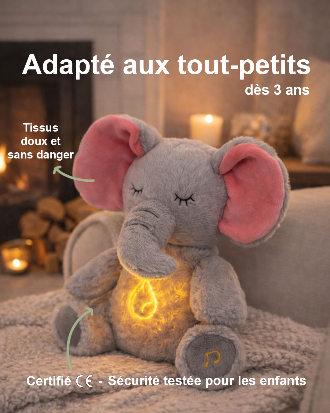 4 Modes Baby Breathing Soothing Elephant Plush Doll Toy Sleeping Companion Music and Light Doll Sensory Stuffed Toy Kids Gift
