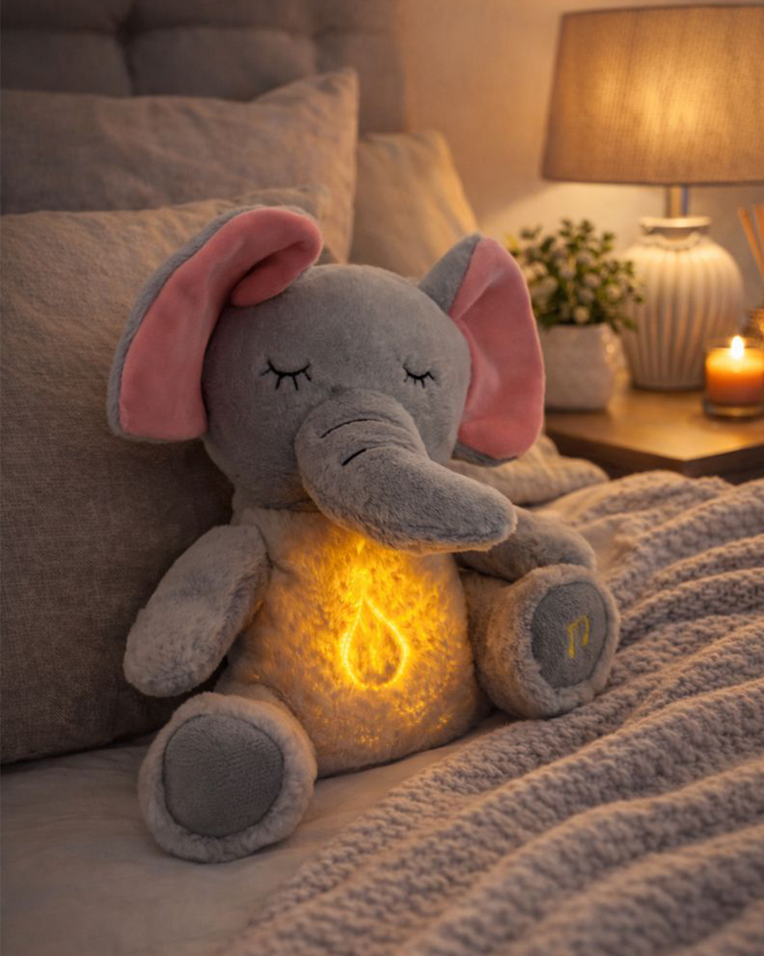 4 Modes Baby Breathing Soothing Elephant Plush Doll Toy Sleeping Companion Music and Light Doll Sensory Stuffed Toy Kids Gift